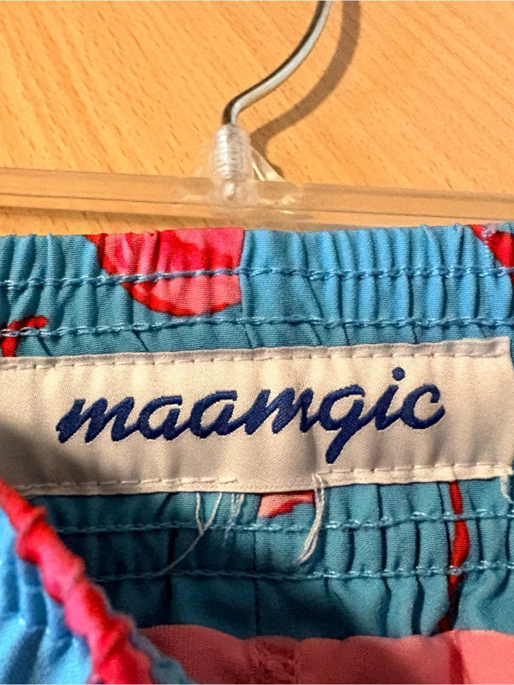 Maamgic Swim Trunks Shorts Blue w/ Pink Flamingo Print
